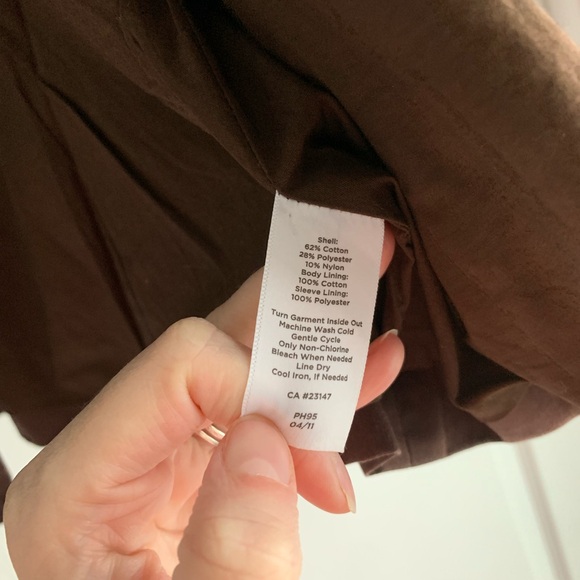 Talbots Chocolate Brown Corduroy Collar barn coat - Picture 5 of 8